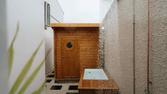 Mount Sauna Company features a Cedar Spring Recreation Modern Sauna and cold plunge tub