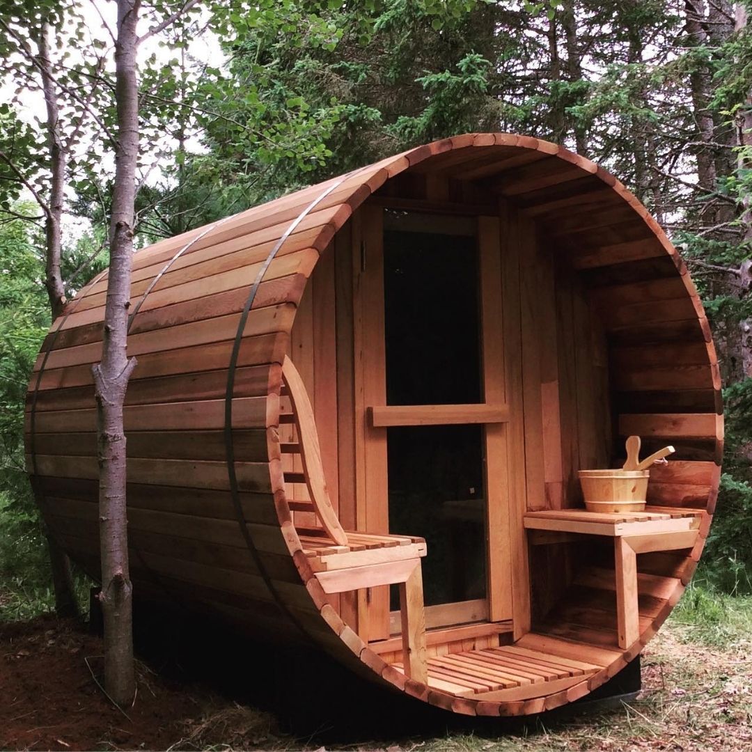 Cedar Barrel Sauna with Porch - 6 Person