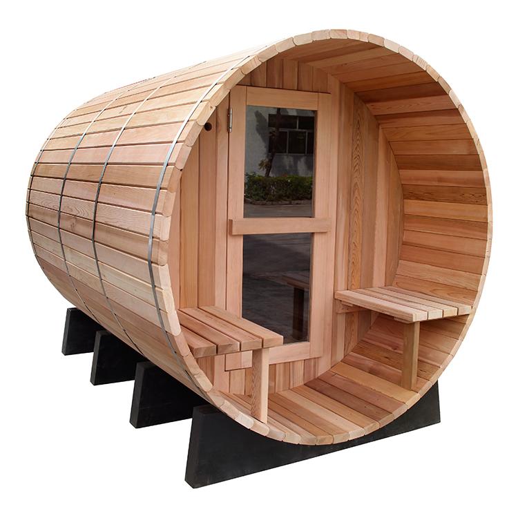 6 FT Red Cedar  Barrel Sauna with Porch - 4 Person - Backcountry Recreation