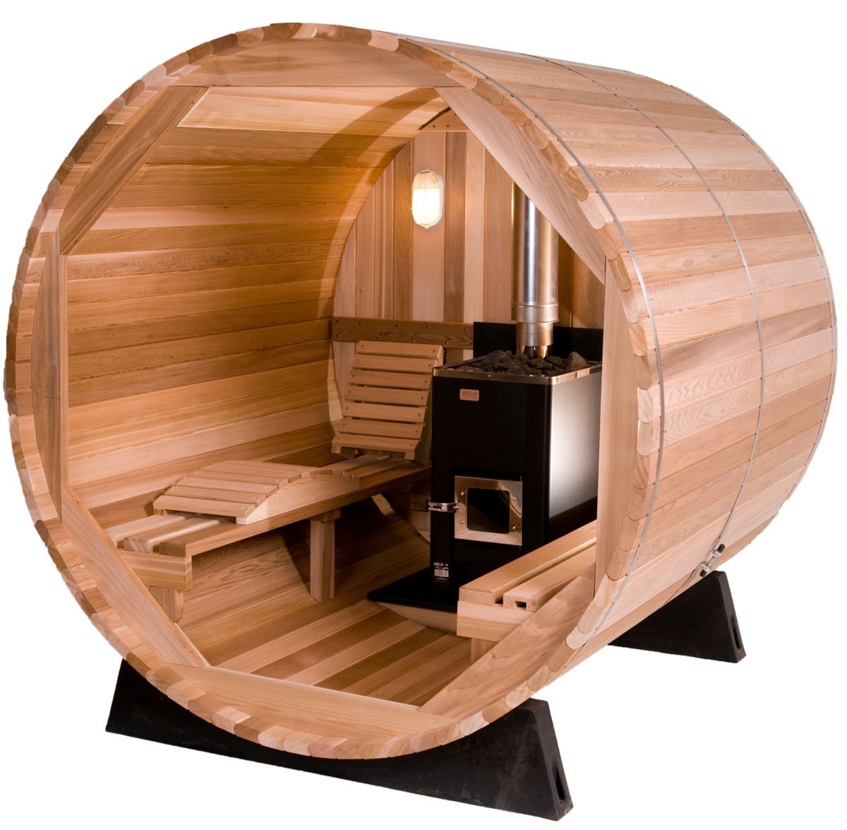 6 FT Red Cedar  Barrel Sauna with Porch - 4 Person - Backcountry Recreation