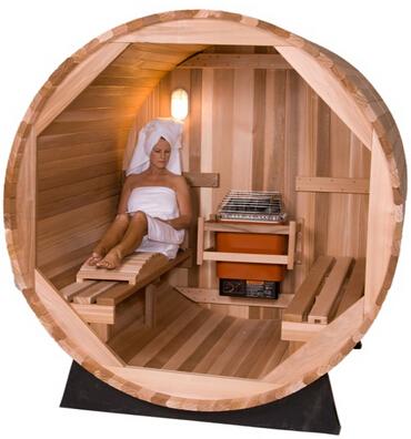 6 FT Red Cedar  Barrel Sauna with Porch - 4 Person - Backcountry Recreation