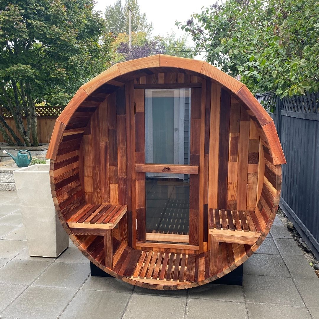 Cedar Barrel Sauna with Porch - 6 Person