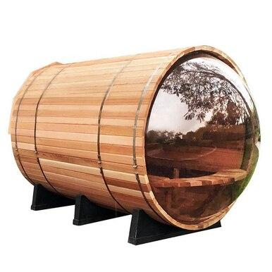 8 FT Red Cedar Panoramic View Barrel Sauna- 8 Person - Backcountry Recreation