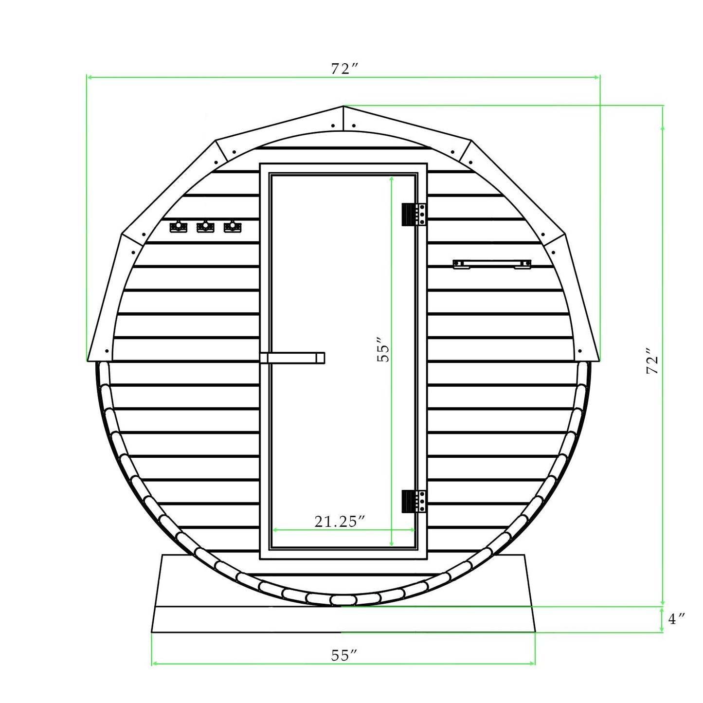 8 FT Red Cedar Barrel Sauna with Porch - 6 Person - Backcountry Recreation