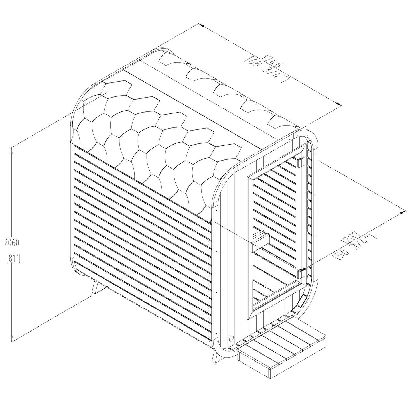 Compact Mini Cube Outdoor Sauna - 2-3 person