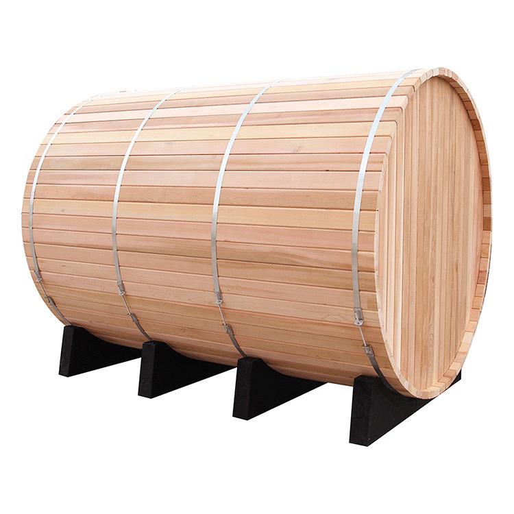 6 FT Red Cedar  Barrel Sauna with Porch - 4 Person - Backcountry Recreation