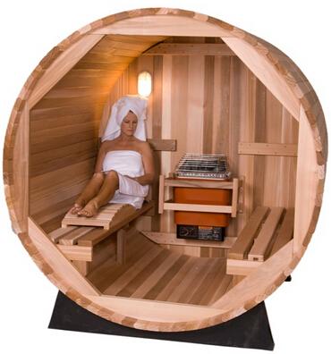 8 FT Red Cedar Barrel Sauna with Porch - 6 Person - Backcountry Recreation